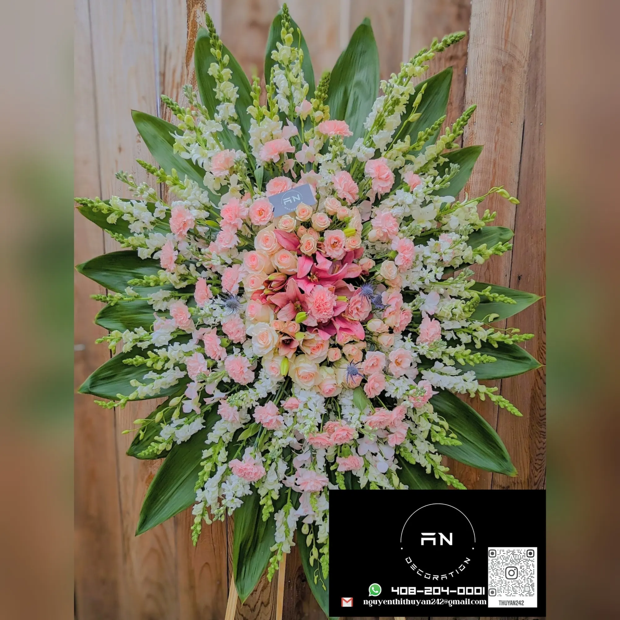 Sympathy flowers San Jose — standing spray by 0001Decor