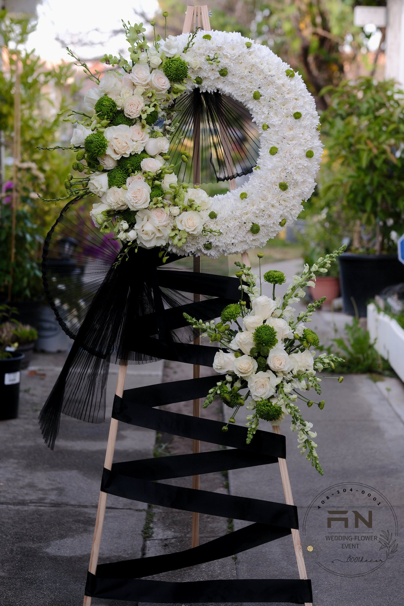 Funeral flowers with ribbon San Jose
