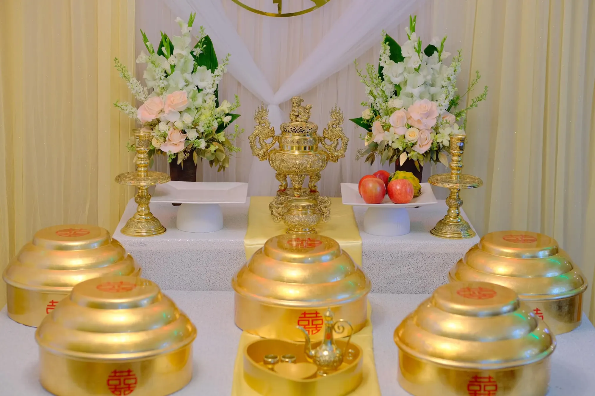 Lễ Gia Tiên tea ceremony decoration San Jose – 0001Decor LLC