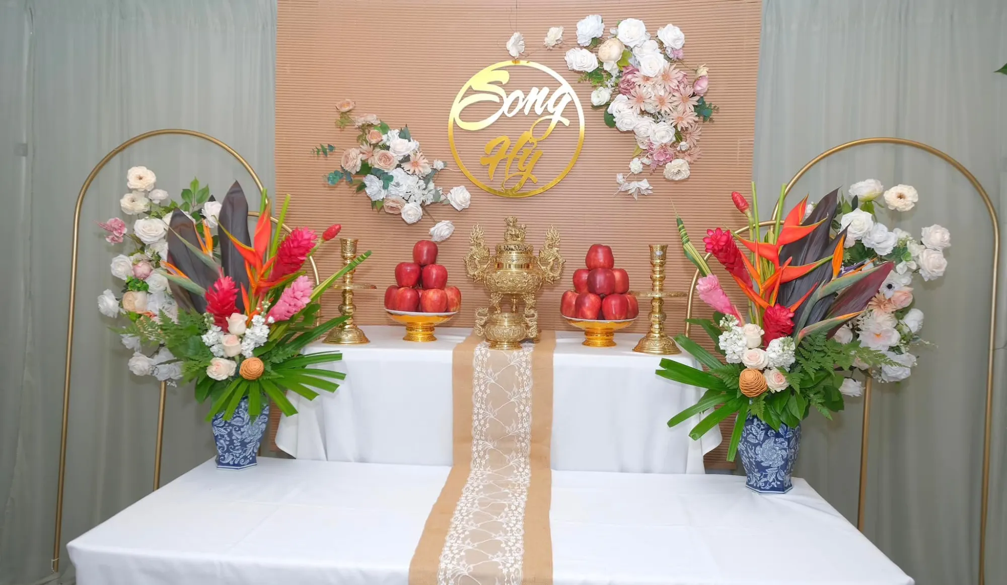 Lễ Gia Tiên tea ceremony decoration San Jose – 0001Decor LLC