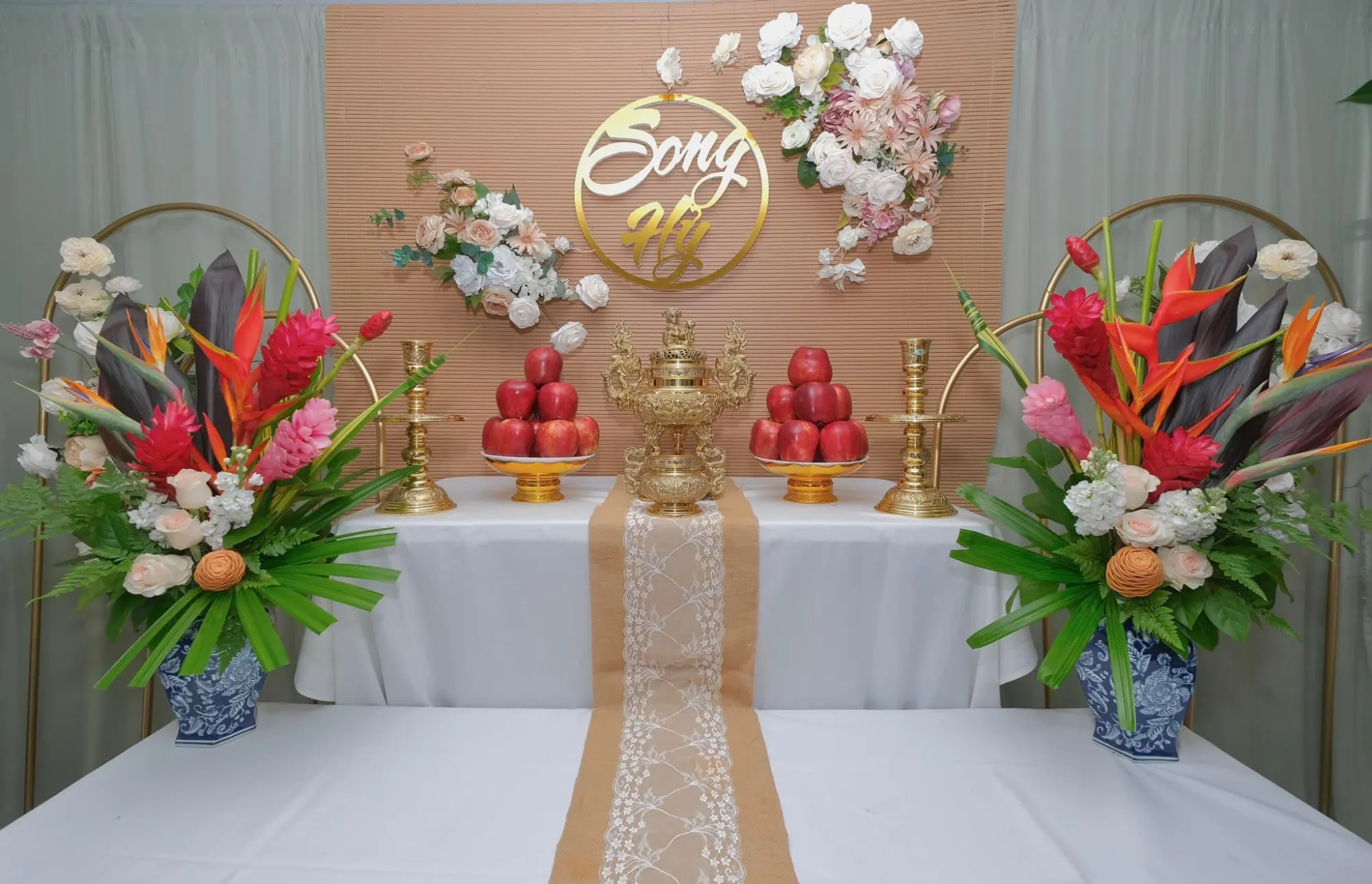 Lễ Gia Tiên tea ceremony decoration San Jose – 0001Decor LLC