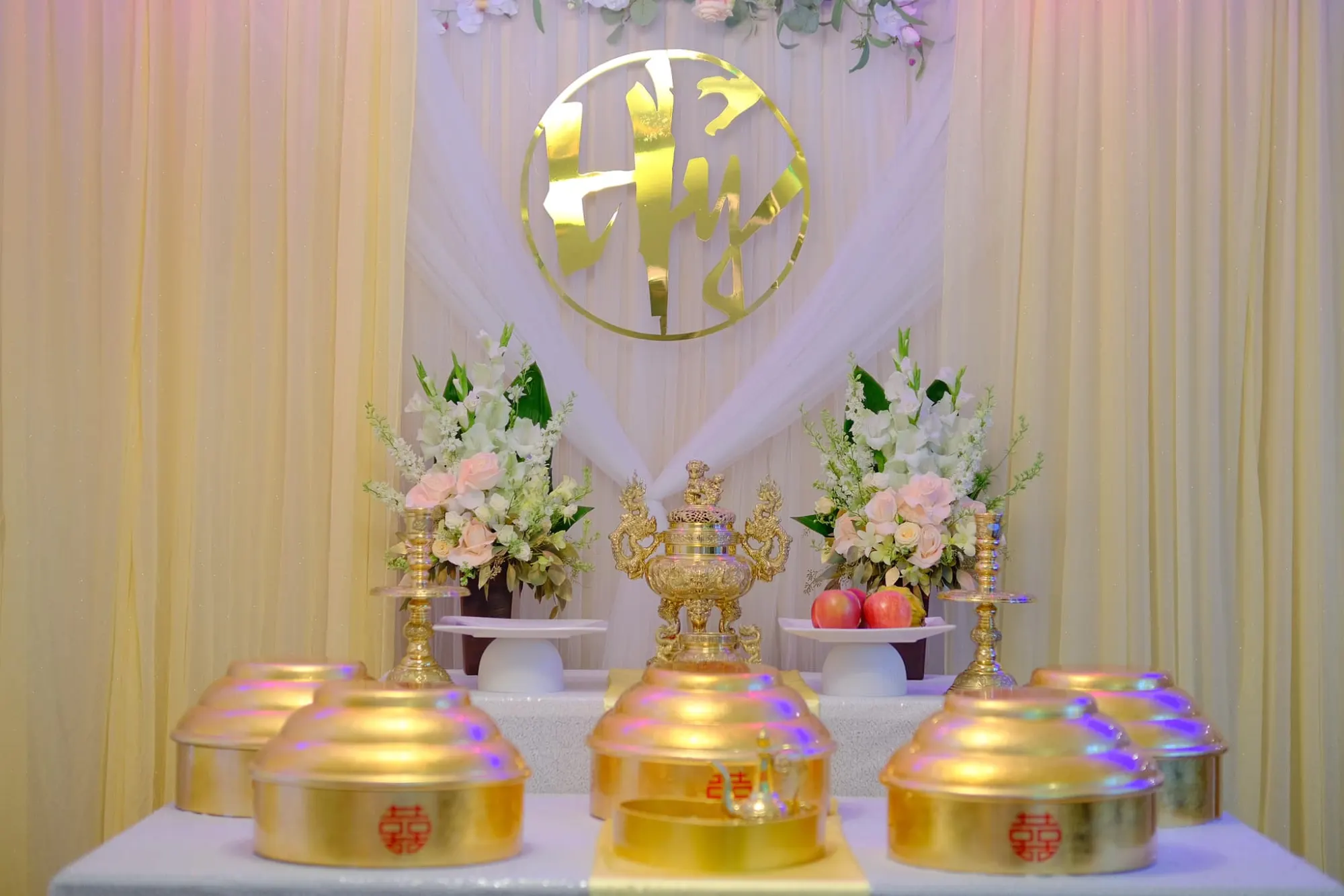 Lễ Gia Tiên tea ceremony decoration San Jose – 0001Decor LLC