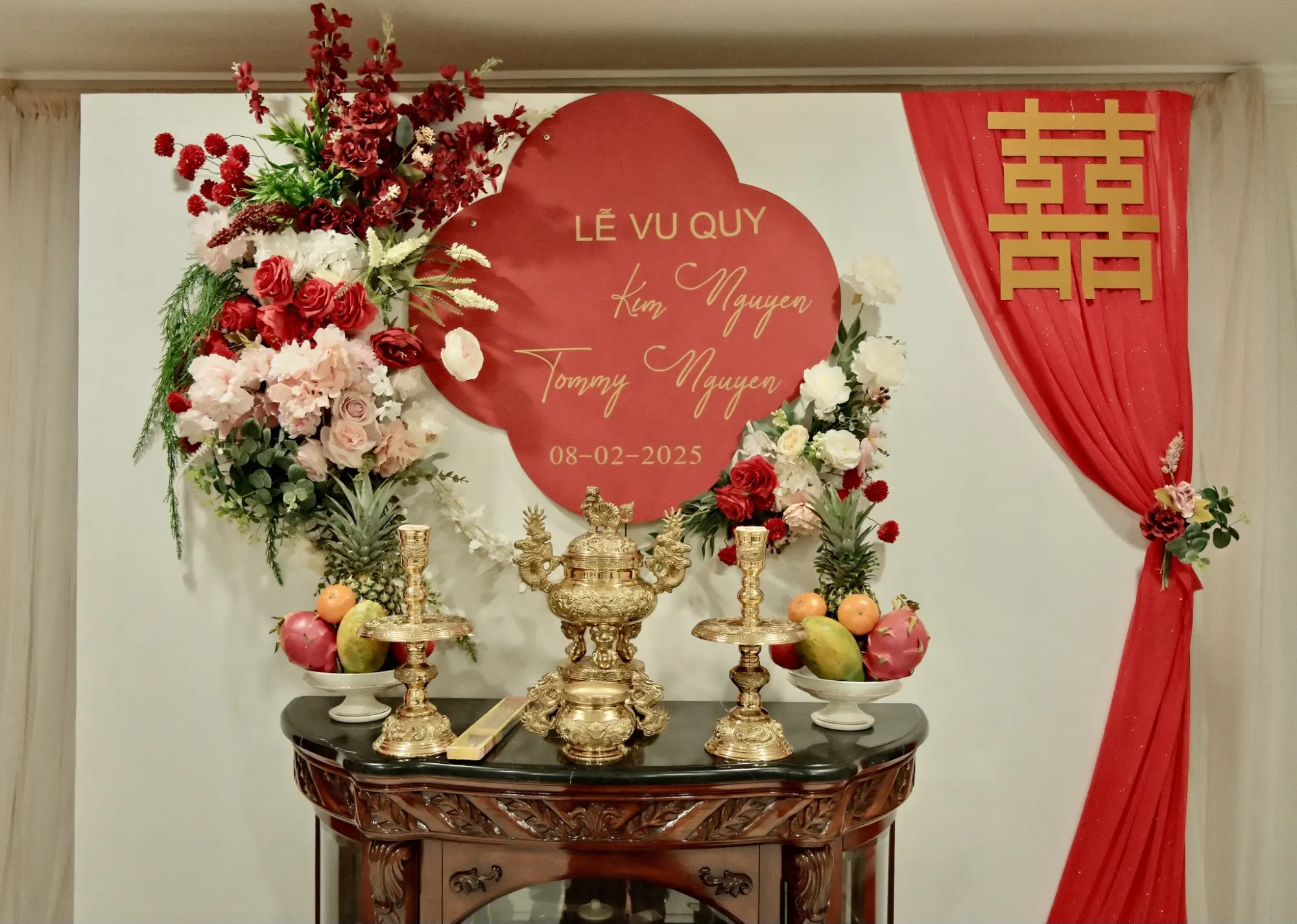 Lễ Gia Tiên tea ceremony decoration San Jose – 0001Decor LLC