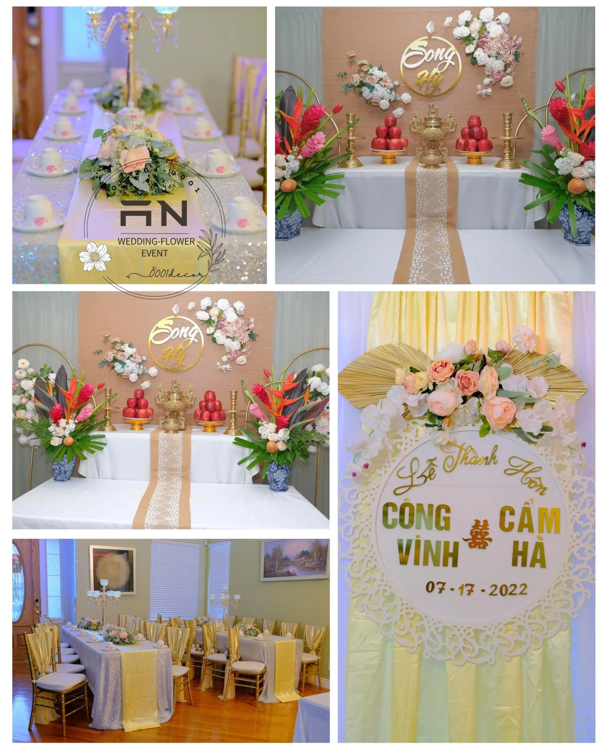 Lễ Gia Tiên tea ceremony decoration San Jose – 0001Decor LLC