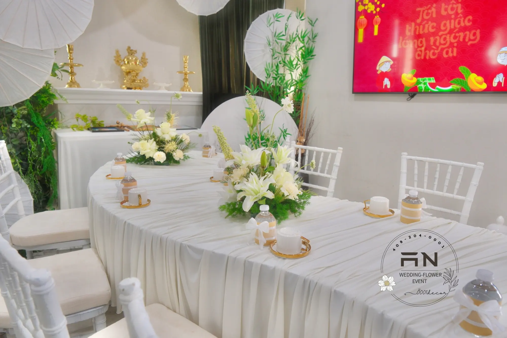 Lễ Gia Tiên tea ceremony decoration San Jose – 0001Decor LLC