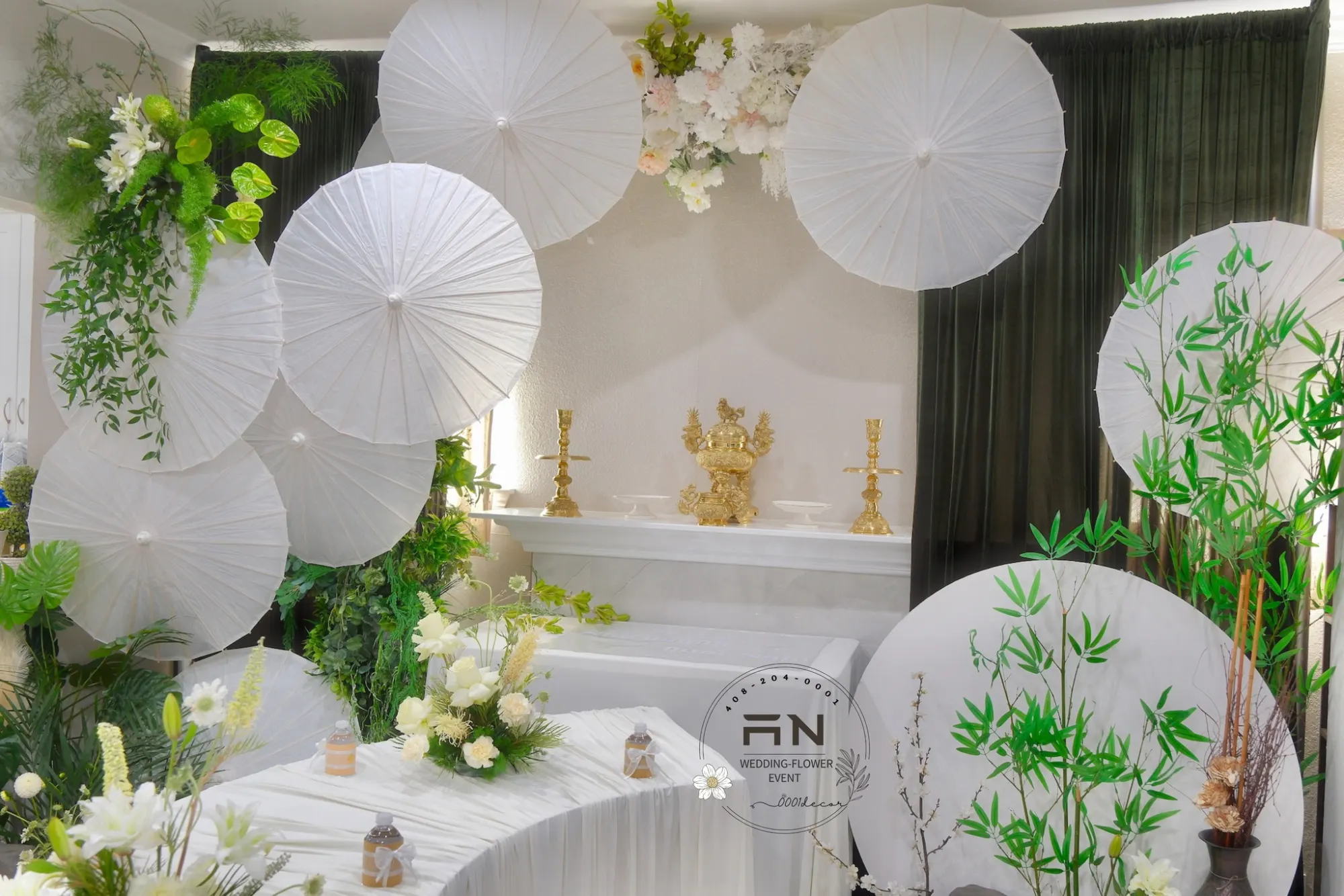 Lễ Gia Tiên tea ceremony decoration San Jose – 0001Decor LLC