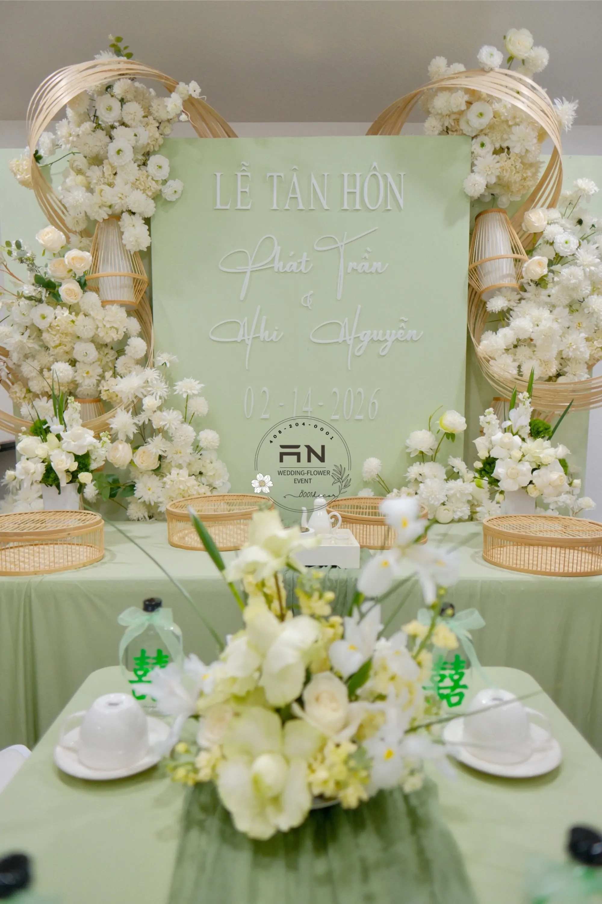 Lễ Gia Tiên tea ceremony decoration San Jose – 0001Decor LLC